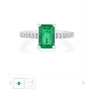COLOMBIAN EMERALD AND DIAMOND RING 14K WHITE GOLD